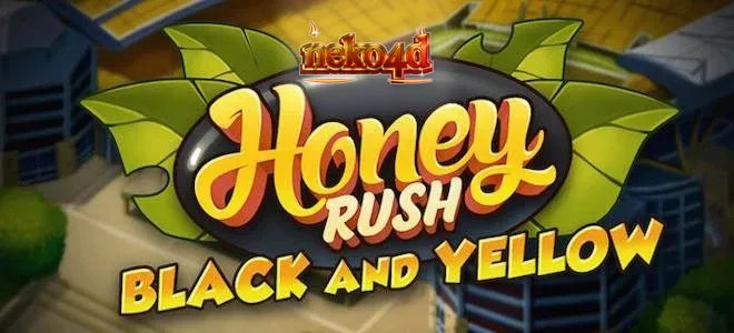 Tampilan visual slot Honey Rush Black and Yellow dengan desain heksagonal yang modern.